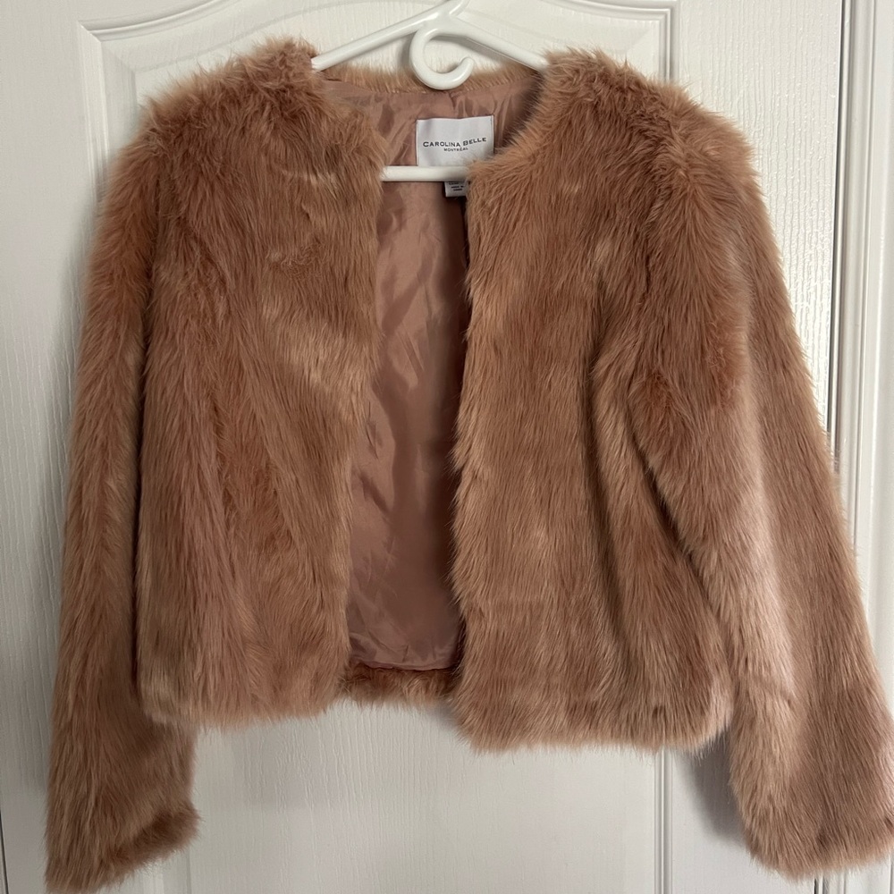 Carolina Belle Blush Faux Fur Jacket